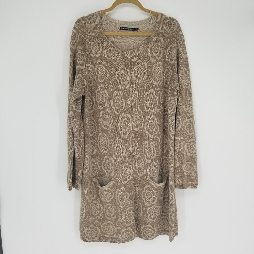 Gudrun Sjoden Organic Cotton & Linen Blend Long Cardigan Lagenlook, Cottagecore